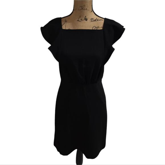 LOFT Dress Size 0 Black Short Flutter Sleeve Career Church Washable - Picture 9 of 11